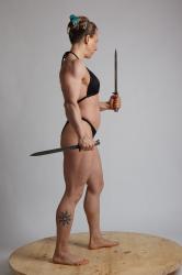 Woman Adult Muscular White Fighting with knife Standing poses Underwear